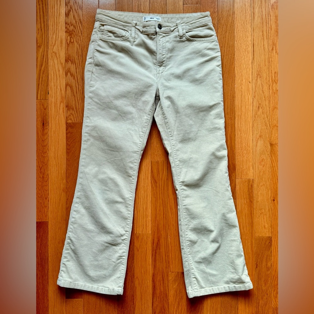 Mango flared cropped corduroy jeans cream ecru Size 8 - Picture 6 of 9